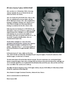 A preview of a PDF biography for Fardon, John Charles